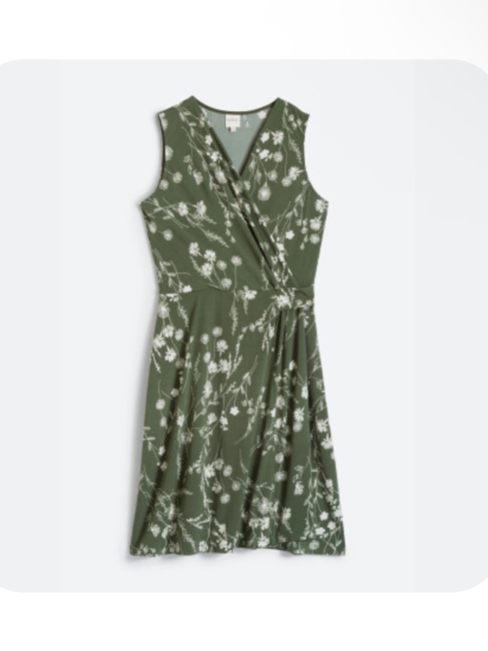 41 Hawthorn Olive Green Sleeveless Floral Wrap Dress